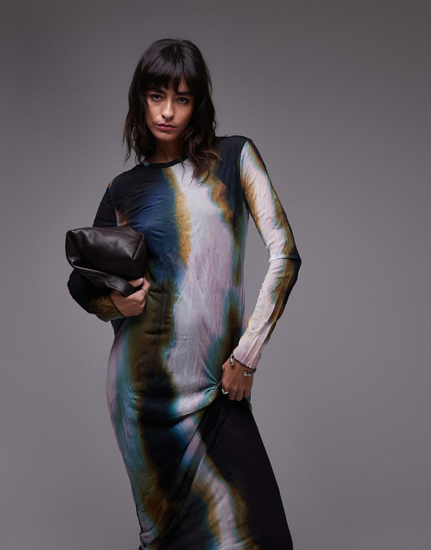 Ombre Long Sleeve Midaxi Dress