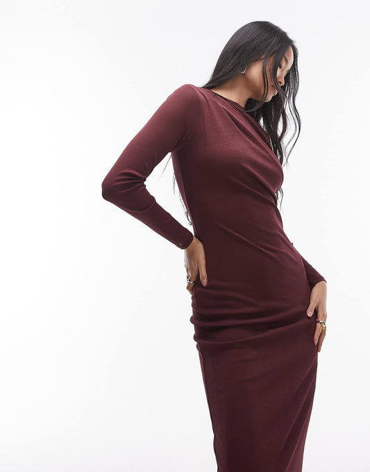 Twist Long Sleeve Midaxi Dress