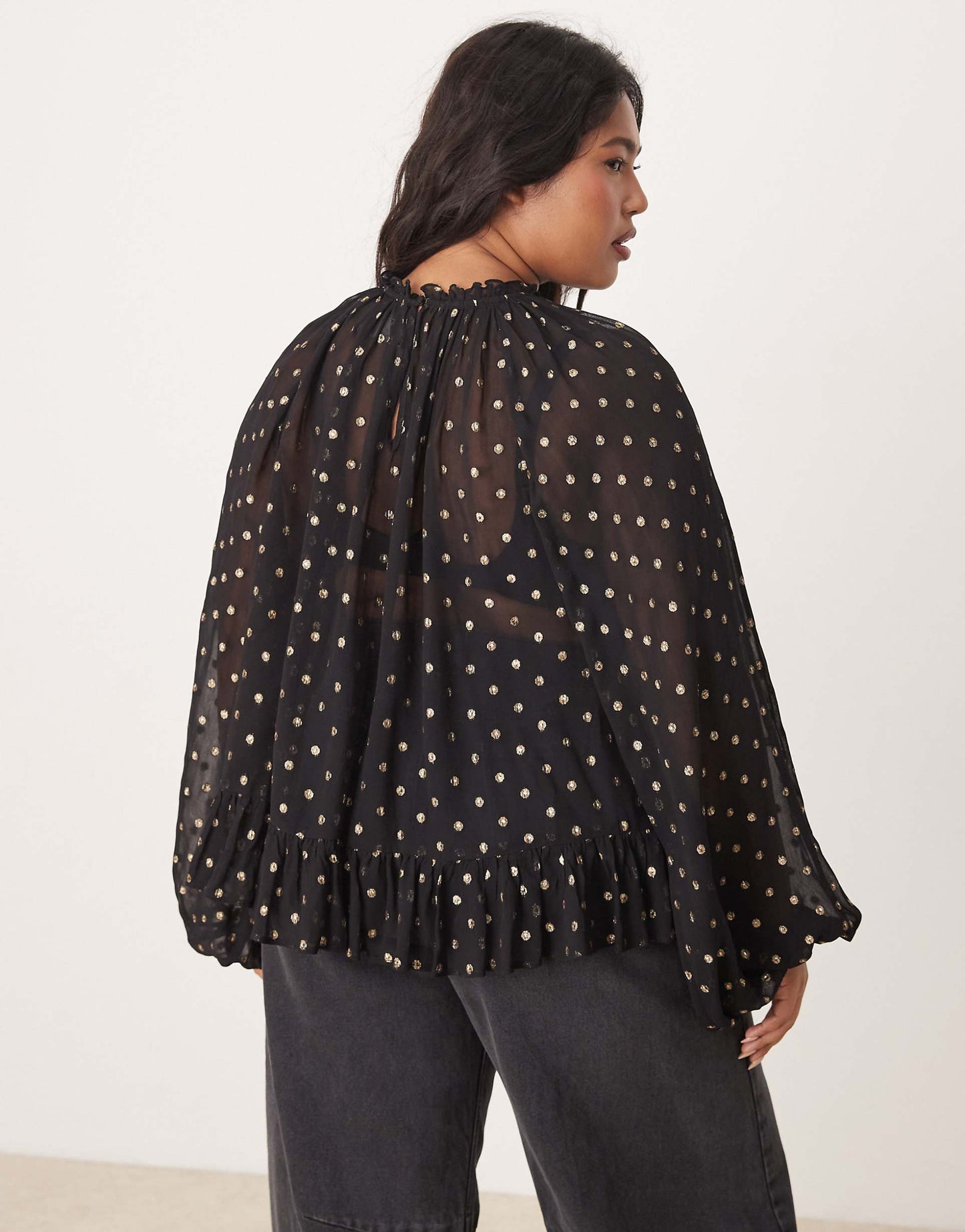 Curve Metallic Spot Burnout Smock Top