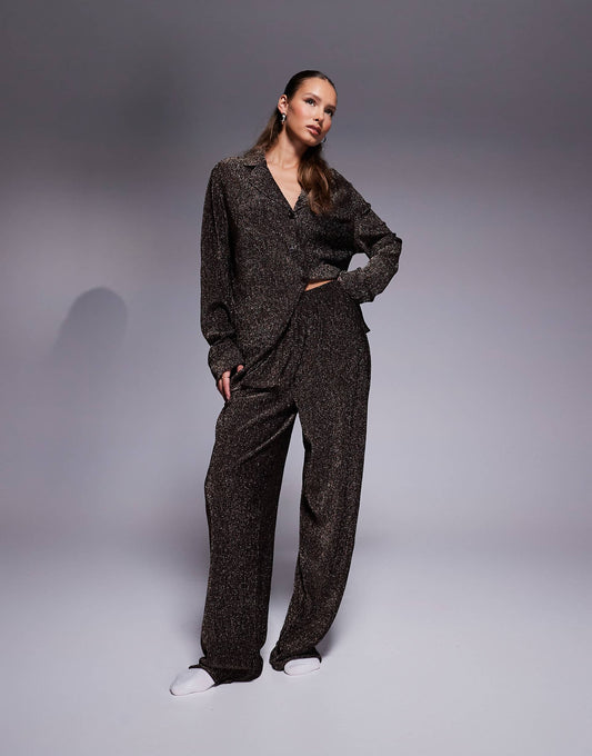 Glitter Shirt And Trouser Lounge Set