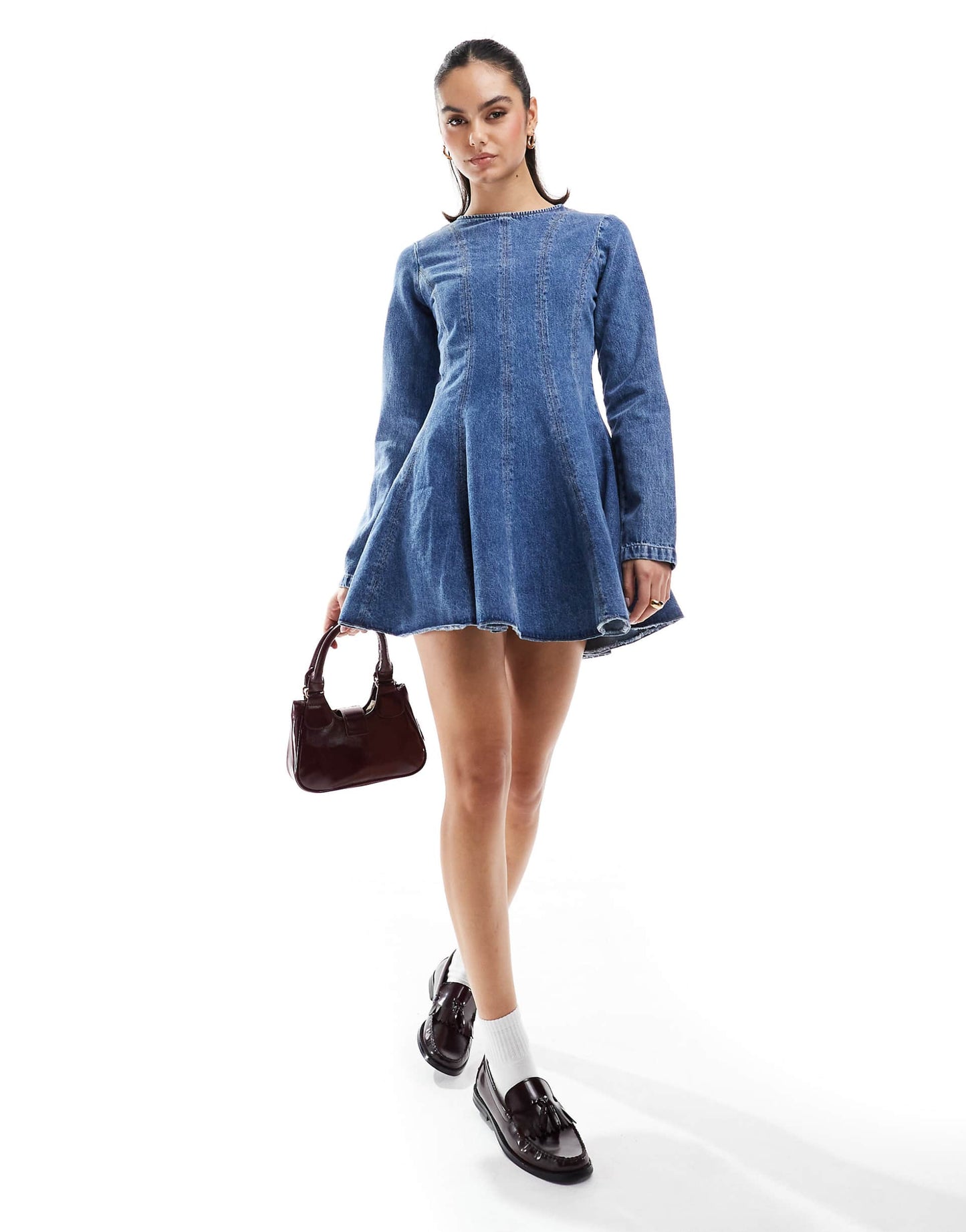 Denim Seamed Mini Dress