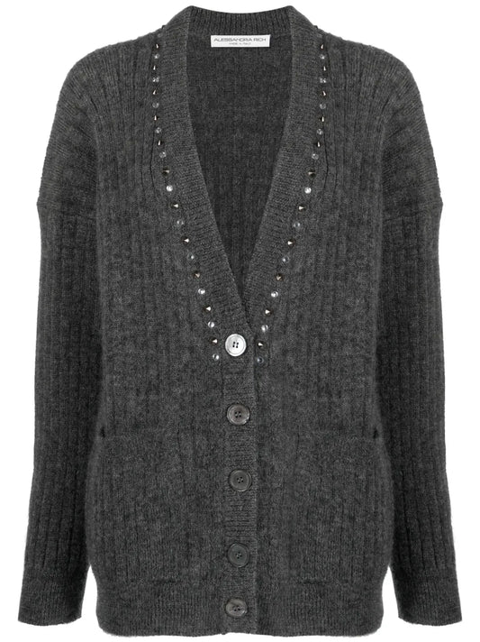 Embellished Wool-Blend Cardigan