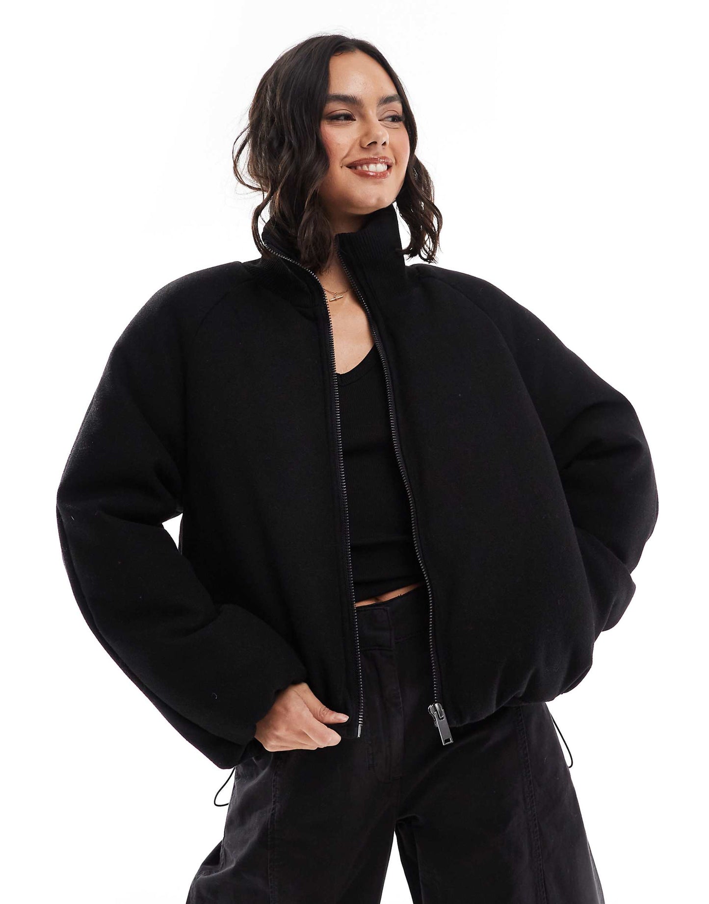 Knit Collar Clean Puffer Jacket