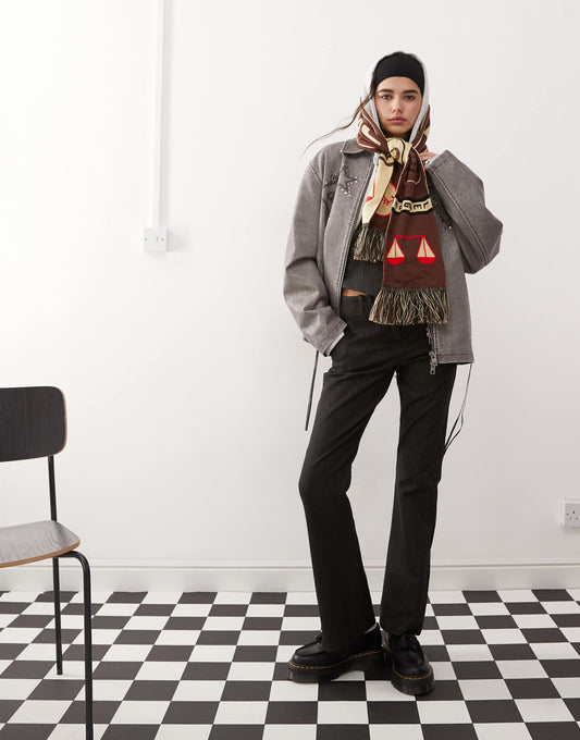 Low Rise Pinstripe Kick Flare Trousers