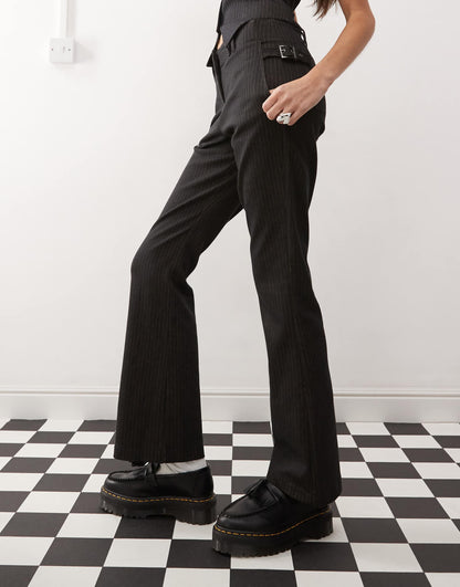 Low Rise Pinstripe Kick Flare Trousers