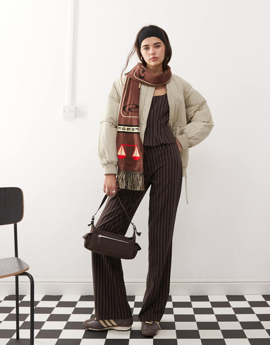 Low Rise Pinstripe Trousers