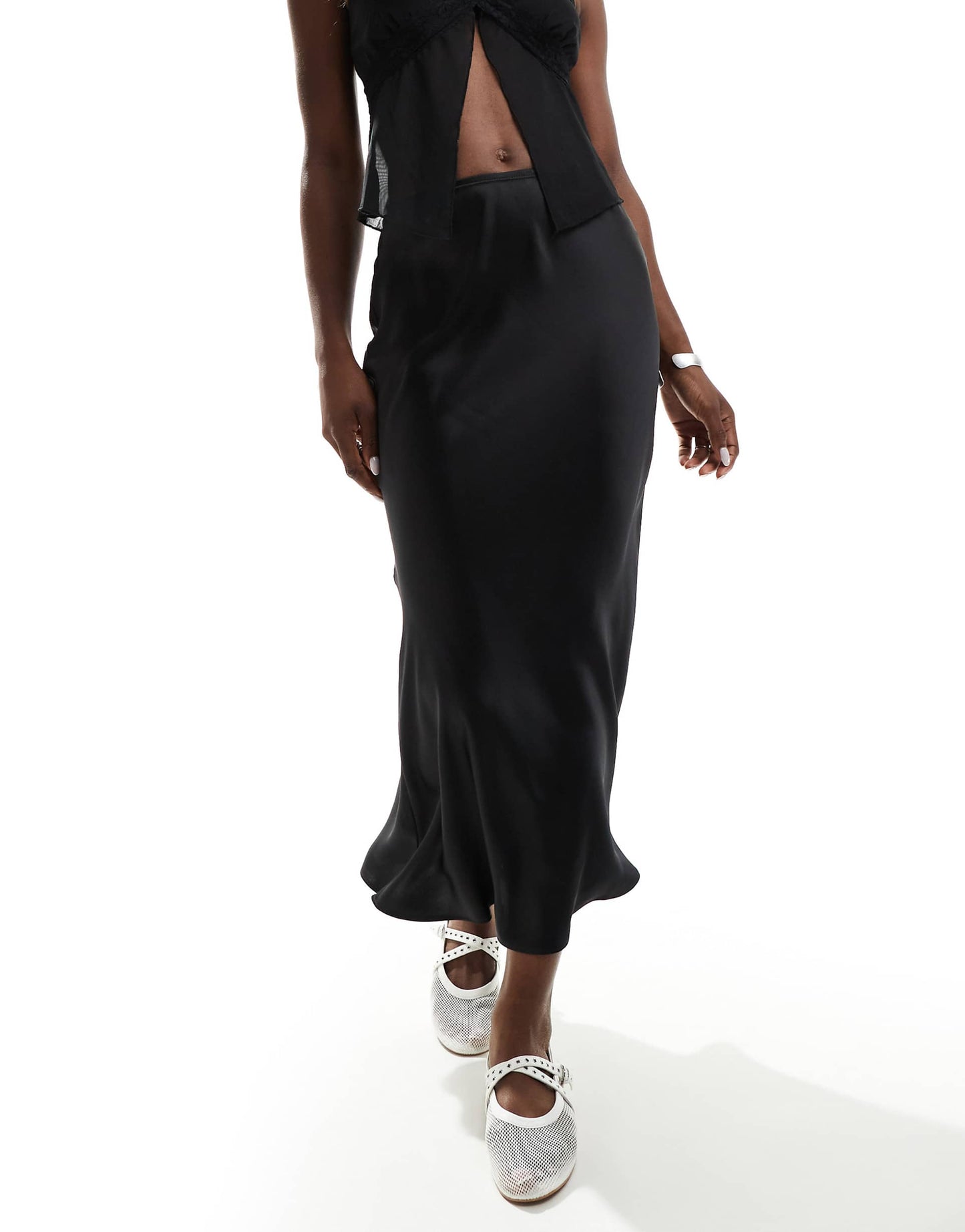 Satin Bias Midi Skirt