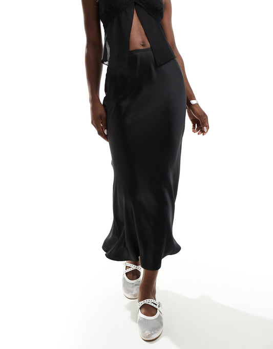 Satin Bias Midi Skirt