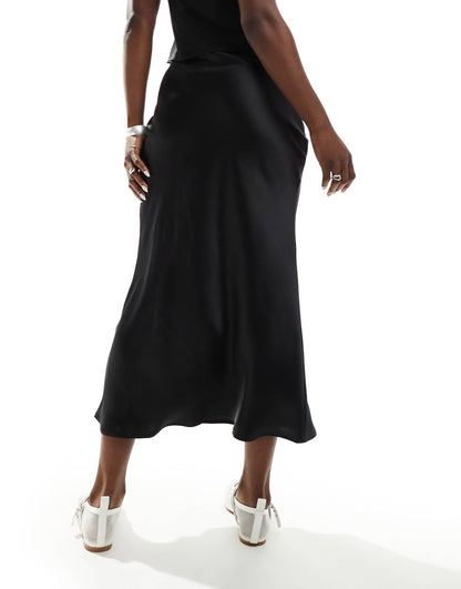 Satin Bias Midi Skirt