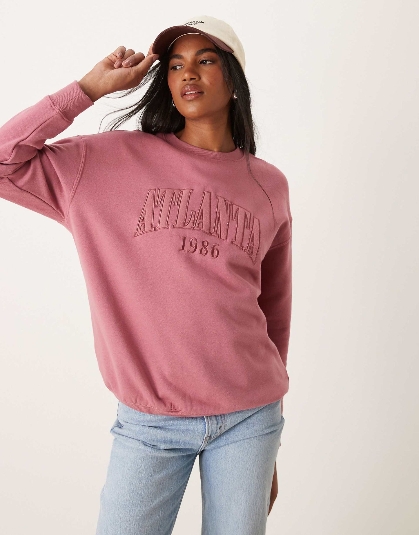 Oversized Jumper With Atlanta Slogan
