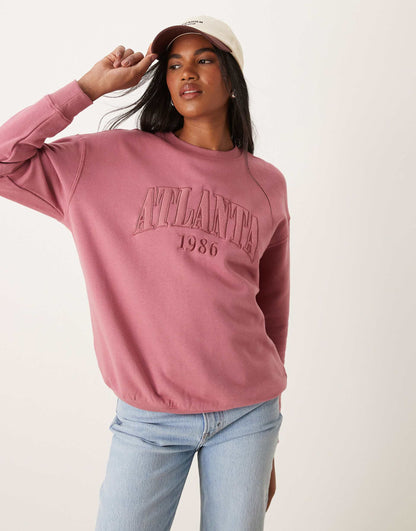 Oversized Jumper With Atlanta Slogan