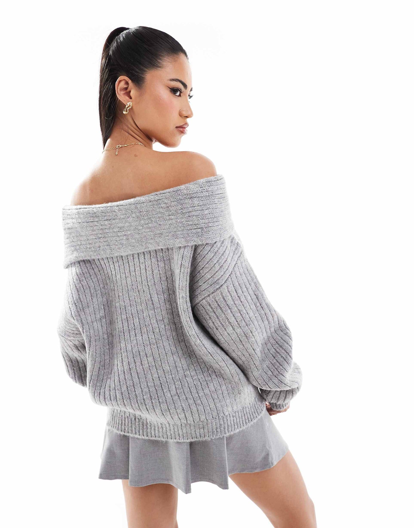 Oversized Knitted Off Shoulder Jumper