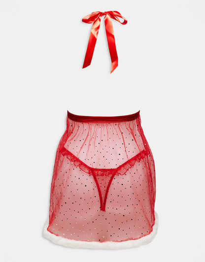 Let It Snow Babydoll With Faux Fur Detailing
