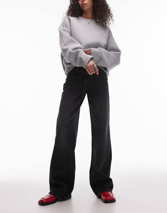 Mid Rise Wide Leg Jean