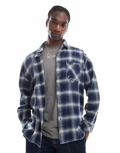 Signature Distressed Checked Overshirt