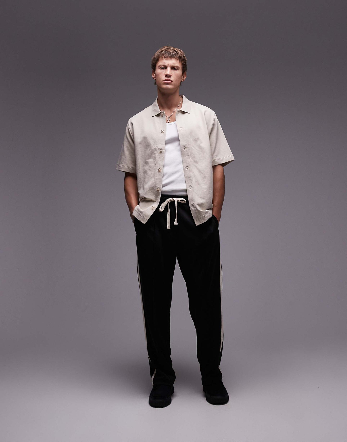 Boxy Fit Button Through Jersey Shirt