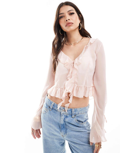 Sheer Frill Detail Top