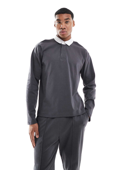 Long Sleeve Rugby Polo Shirt Co-Ord
