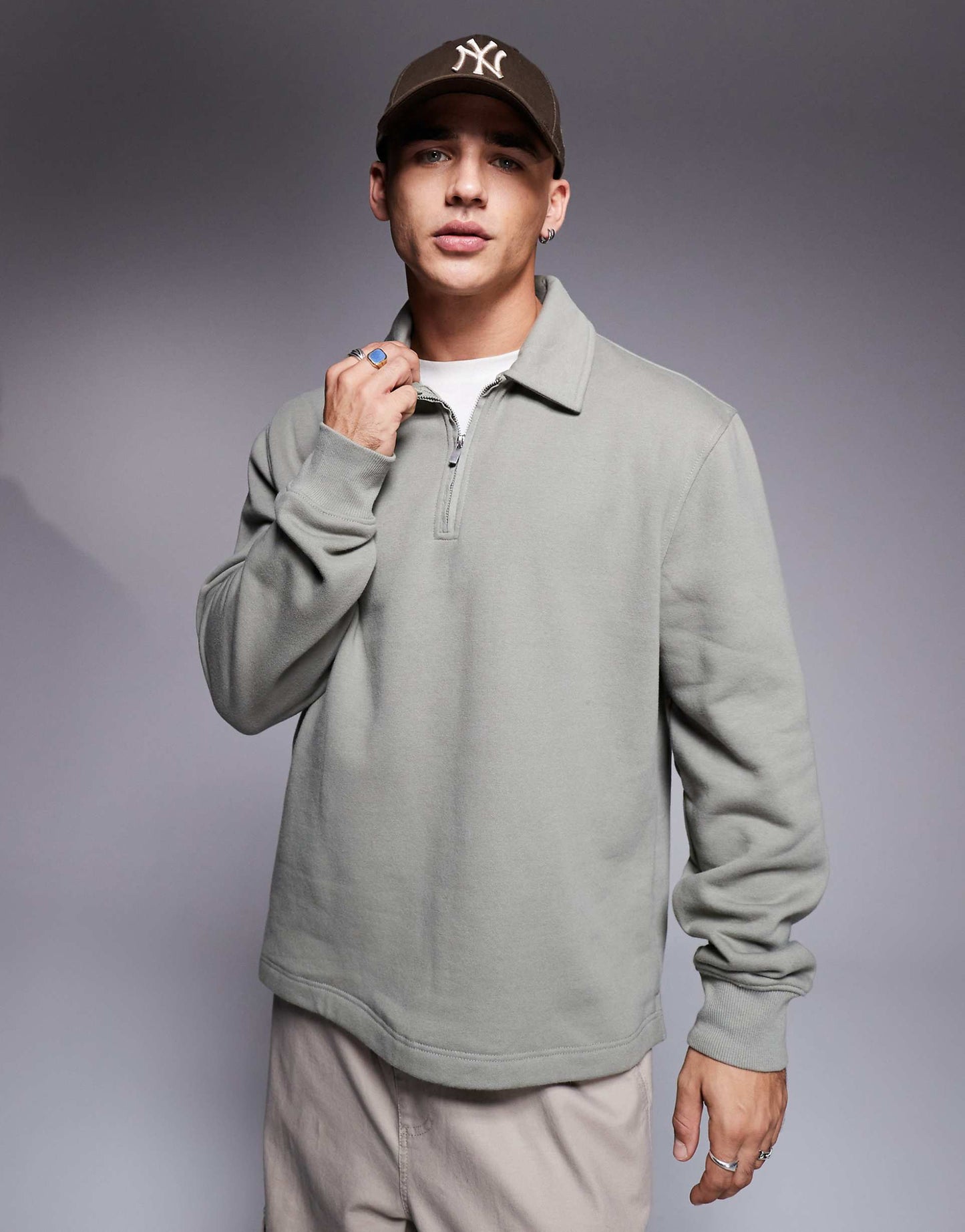 Quarter Zip Collared Sweatshirt