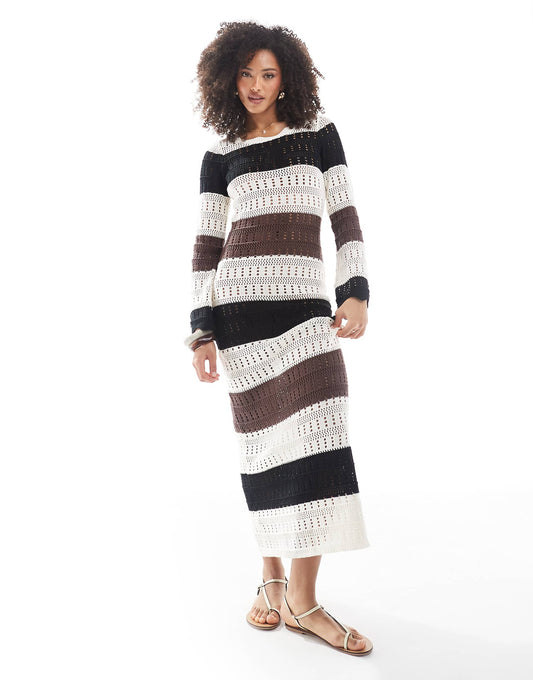 Exclusive Longsleeve Crochet Maxi Beach Dress