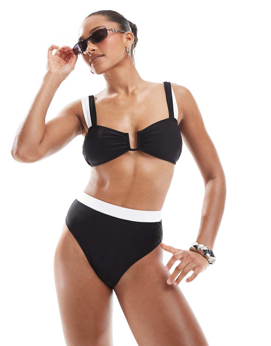 Exclusive Contrast U-Detail Underwire Bikini Top Co-Ord