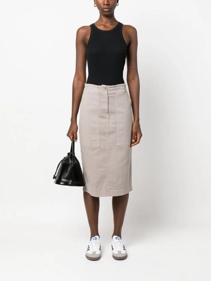 High-Waisted Cotton-Blend Skirt