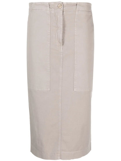 High-Waisted Cotton-Blend Skirt