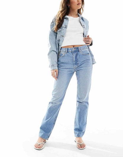 Mid Rise Straight Jeans