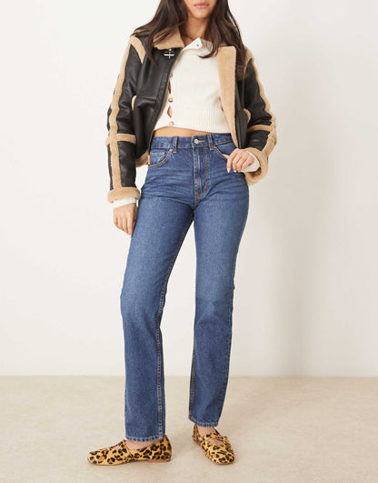 Mid Rise Straight Jeans