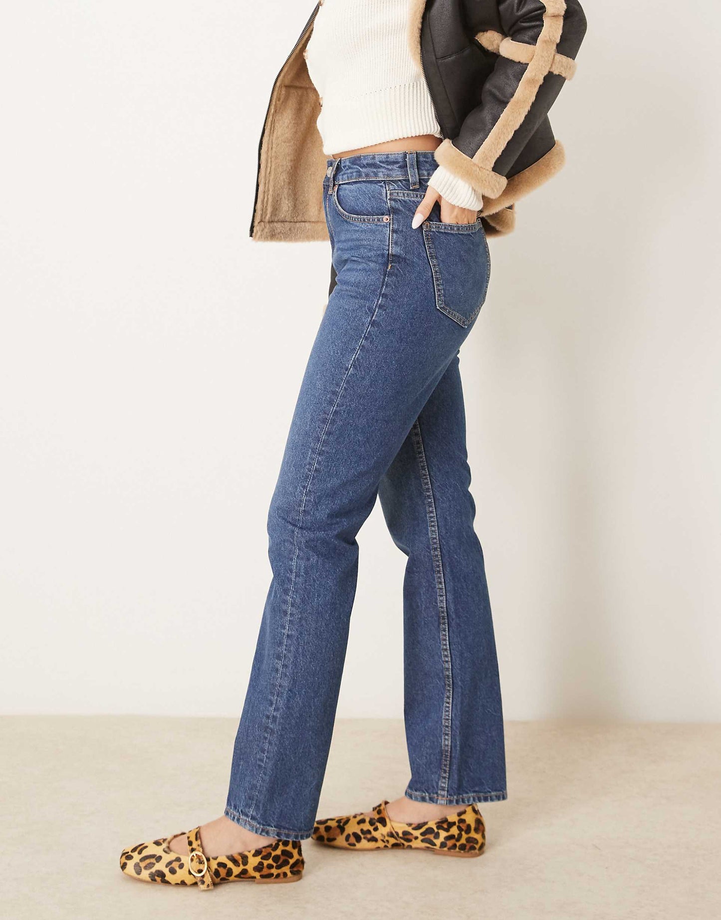 Mid Rise Straight Jeans