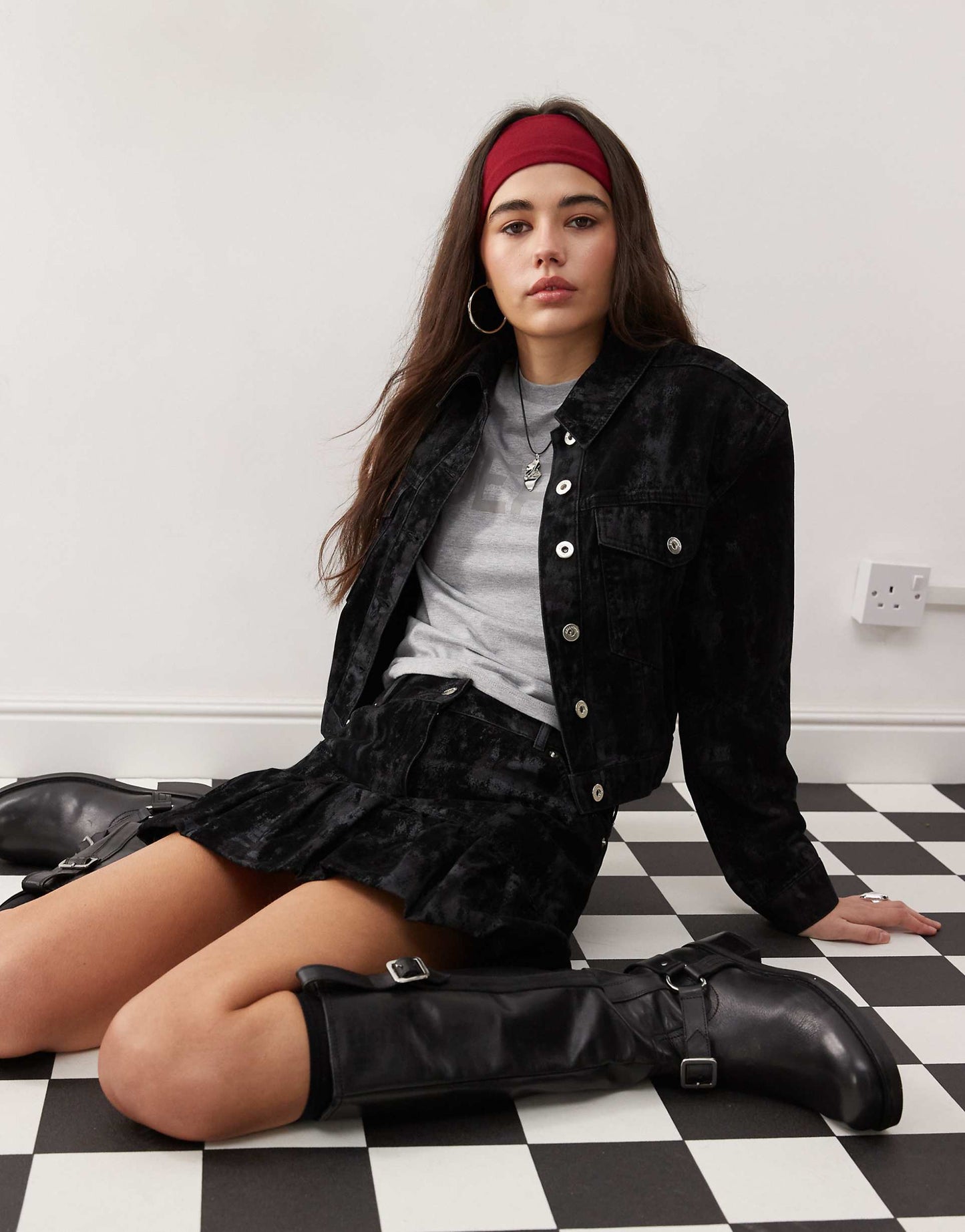 Flocked Camo Print Denim Jacket Co-Ord