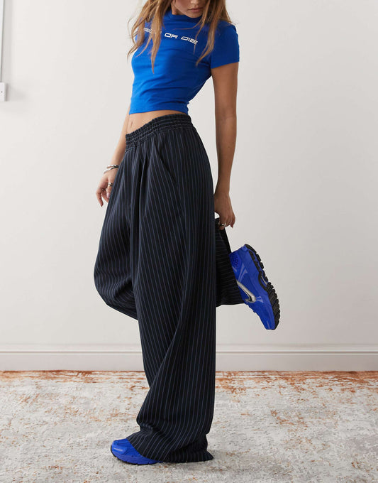 Relaxed Pull On Stripe Trousers