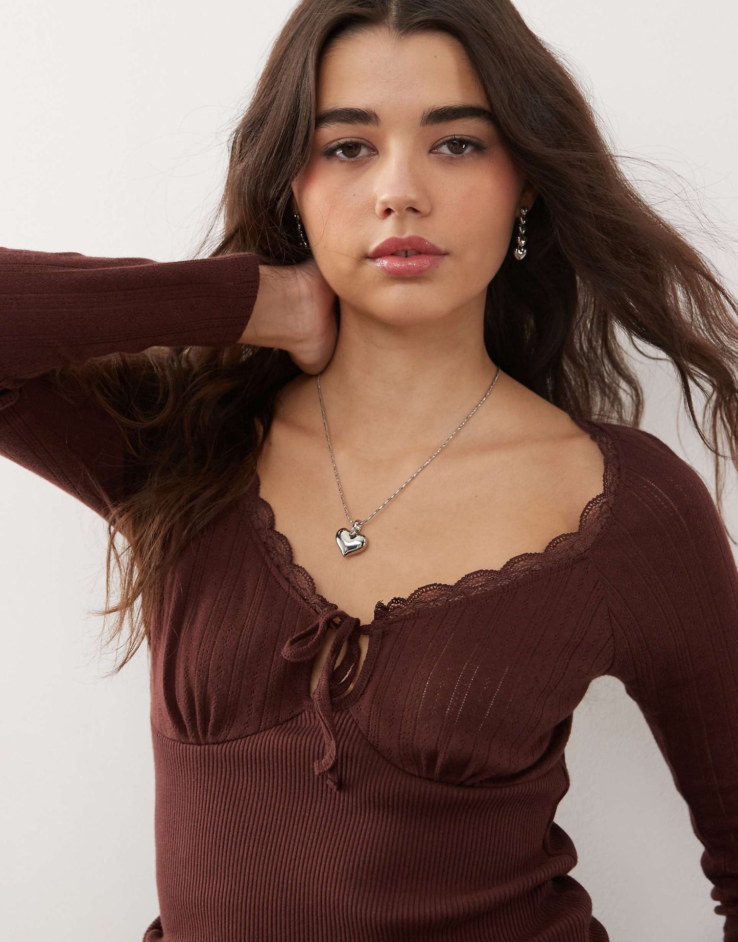Tie Front Detail Long Sleeve Top