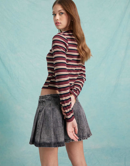 Burgundy Stripe Cardigan