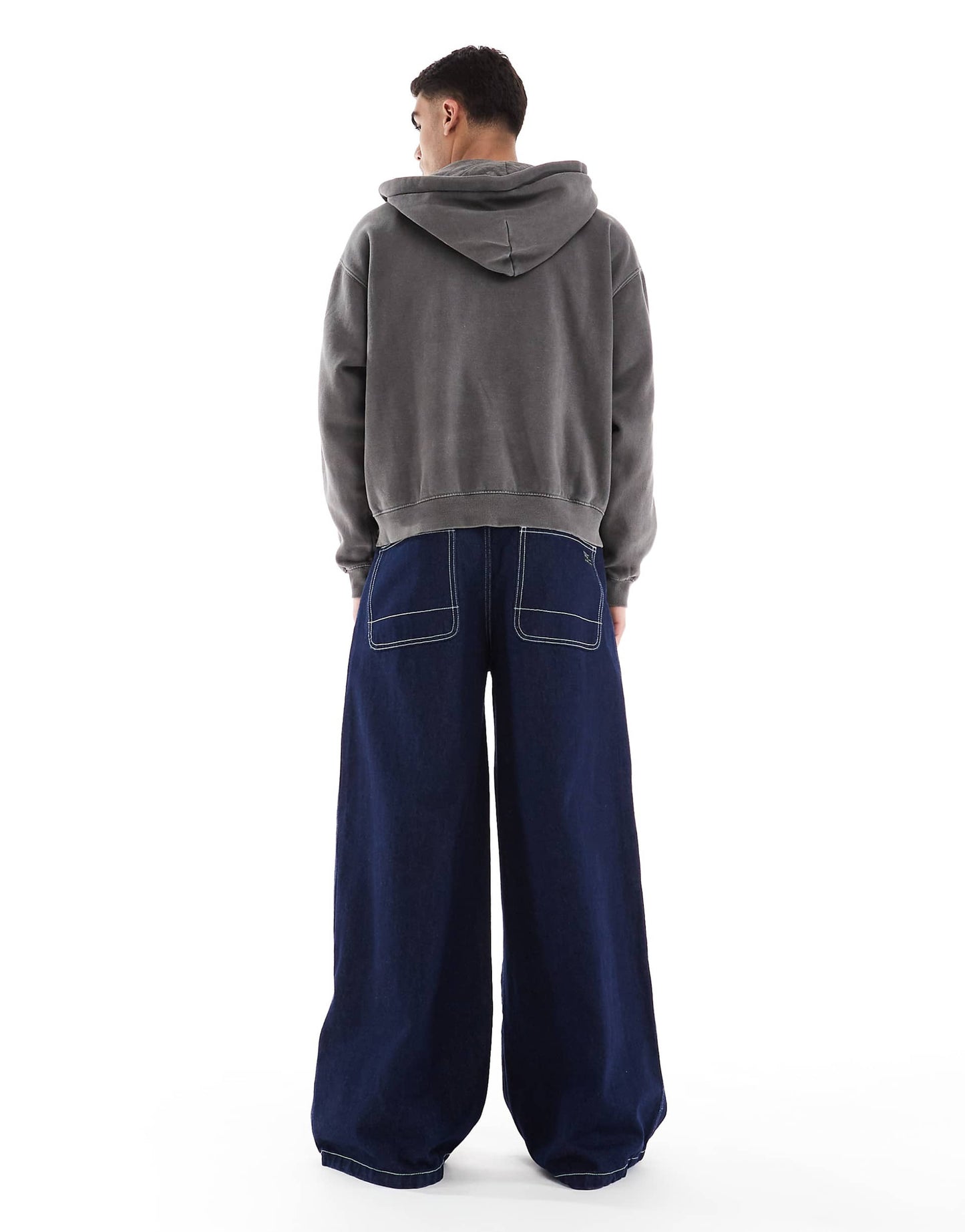 Super Wide Leg Jeans With Contrast Stitch
