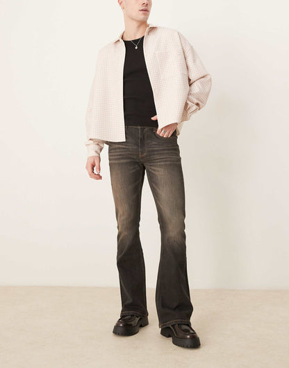 Stretch Flare Jeans With Brown Tint