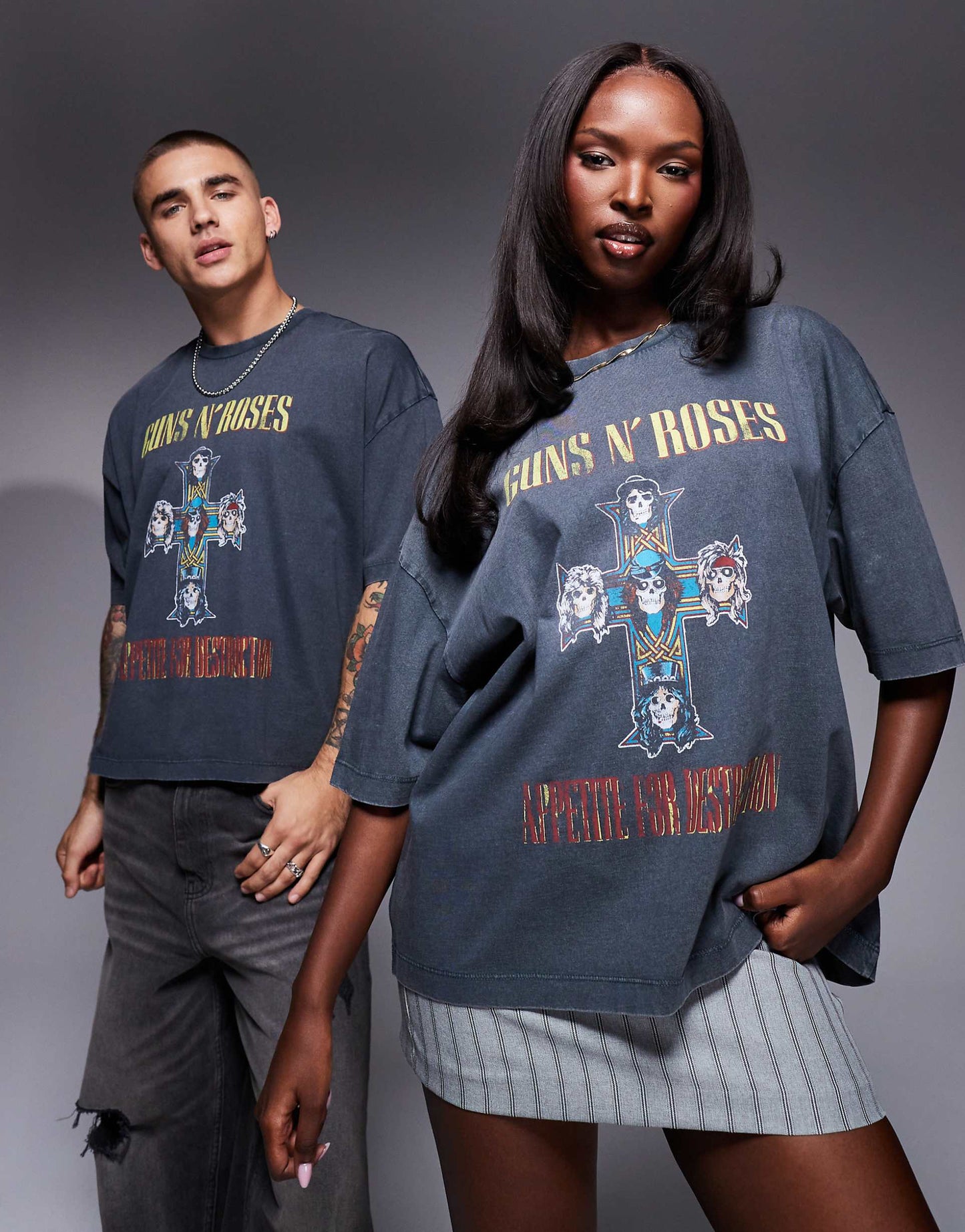 Unisex Boxy Oversized License T-Shirt With Guns N Roses Tour Prints