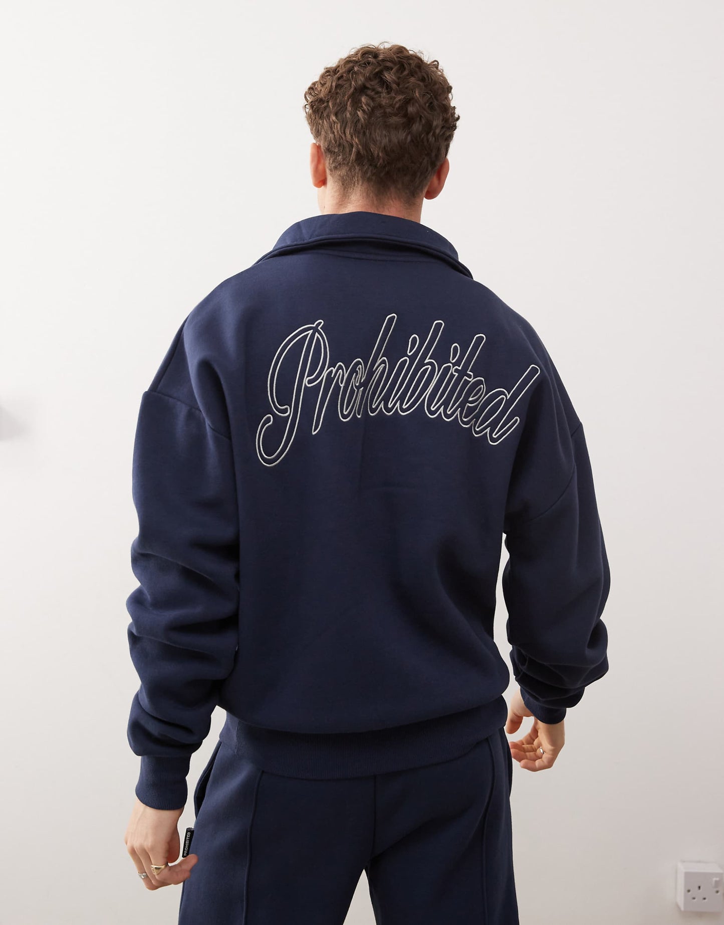Half Zip Contrast Logo Detail 360Gsm Sweatshirt