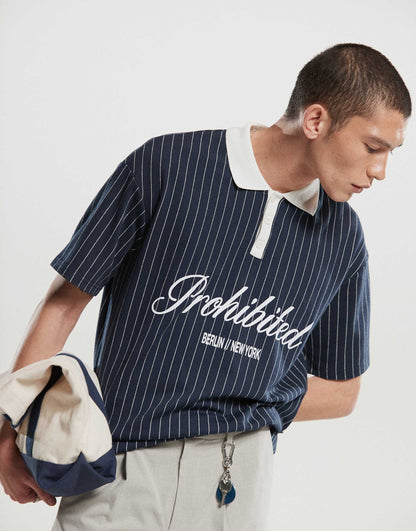 Collar Logo Detail Football Inspired 250Gsm Shirt