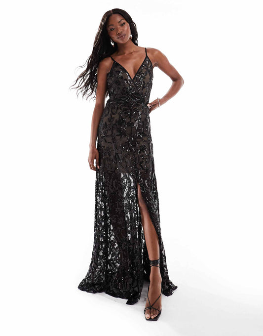 Iridescent Sequin Maxi With Front Split