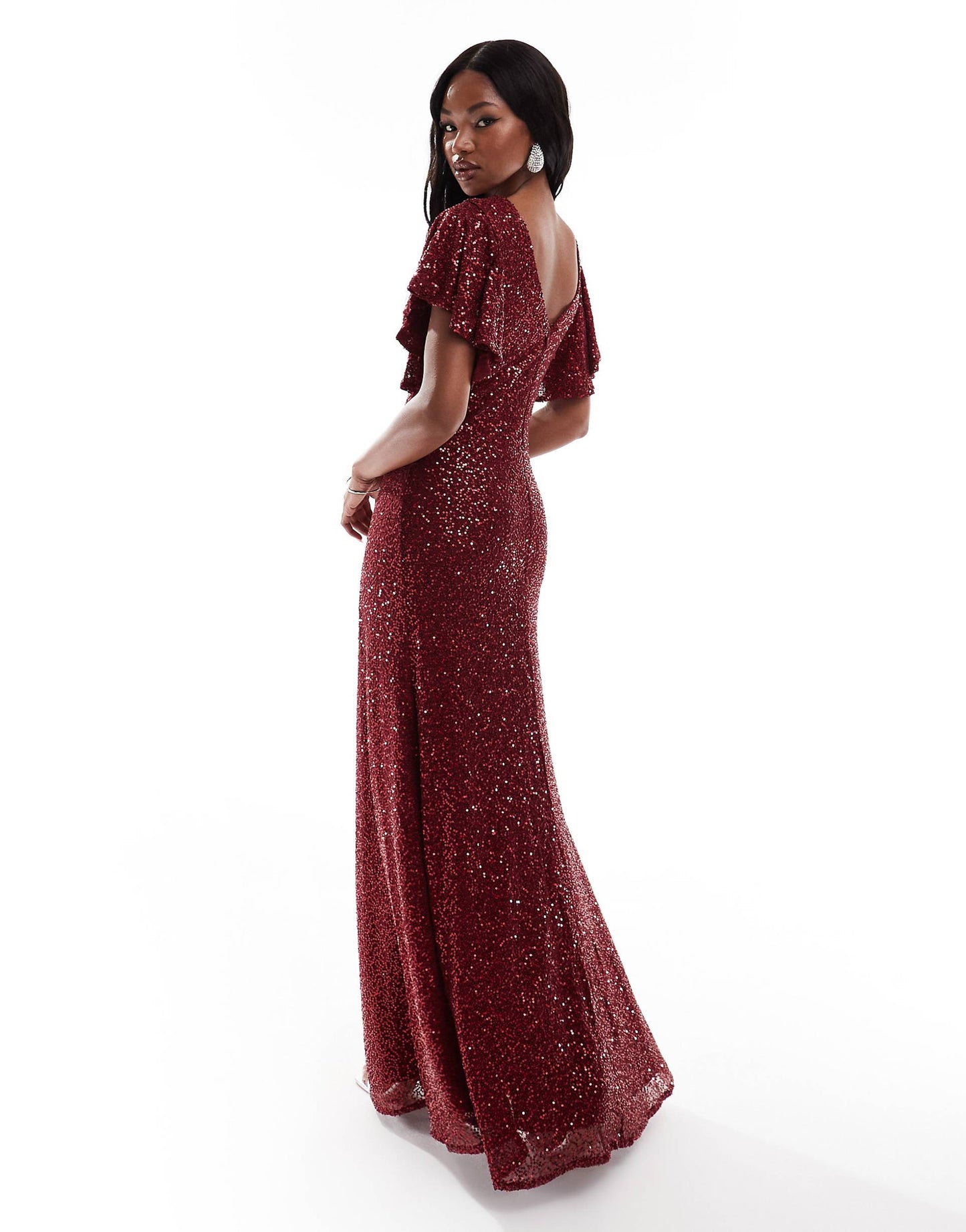 Sequin Flutter Sleeve Maxi