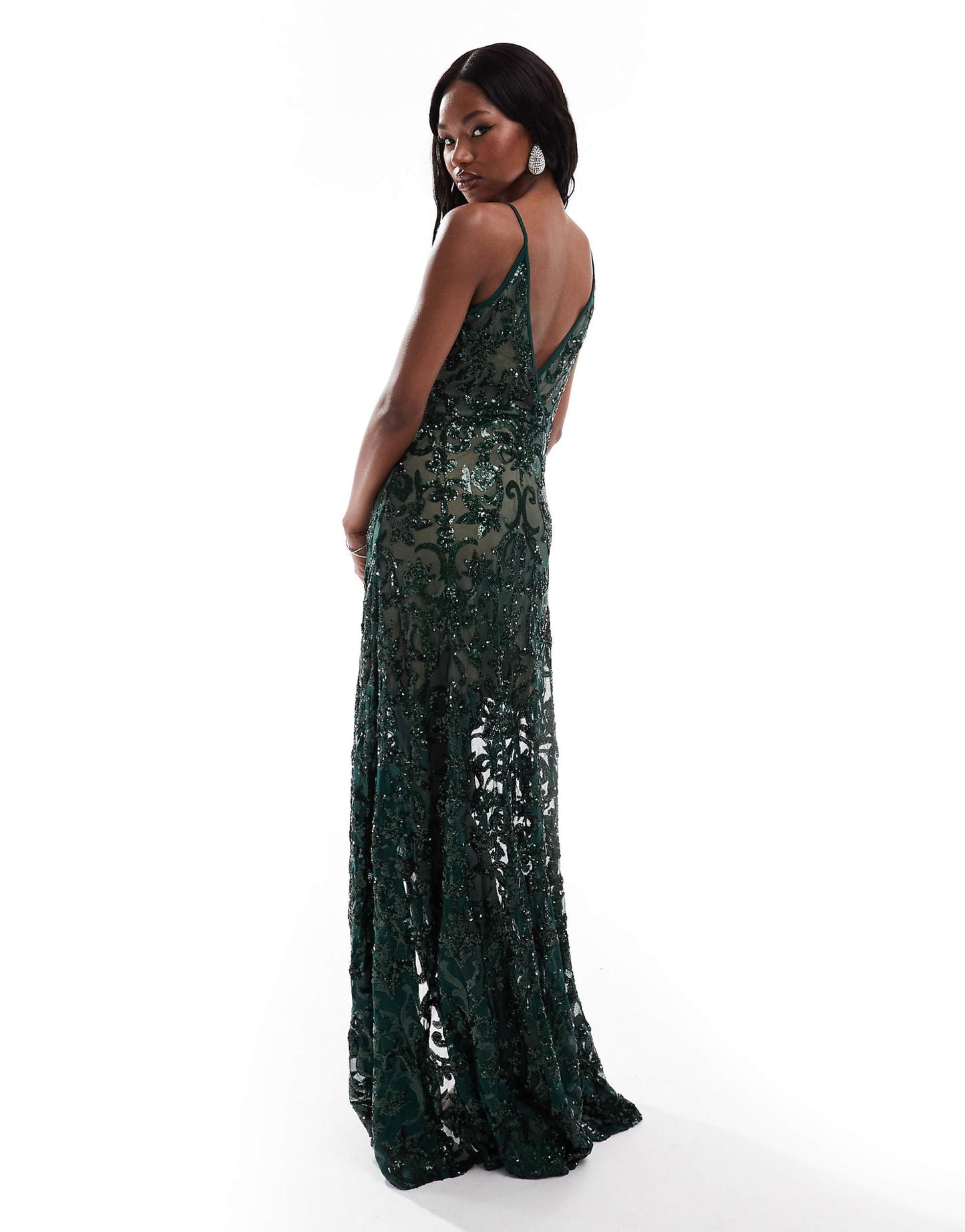 Iridescent Sequin Maxi With Front Split