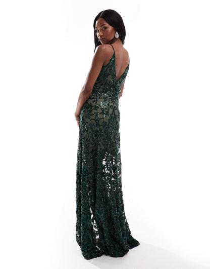 Iridescent Sequin Maxi With Front Split