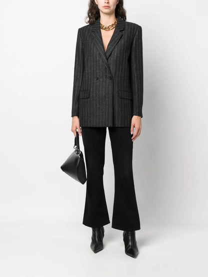 Pinstripe-Pattern Wool-Blend Blazer