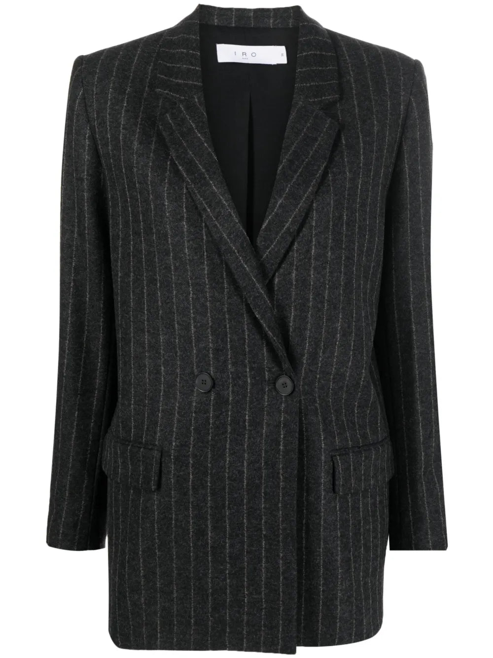 Pinstripe-Pattern Wool-Blend Blazer