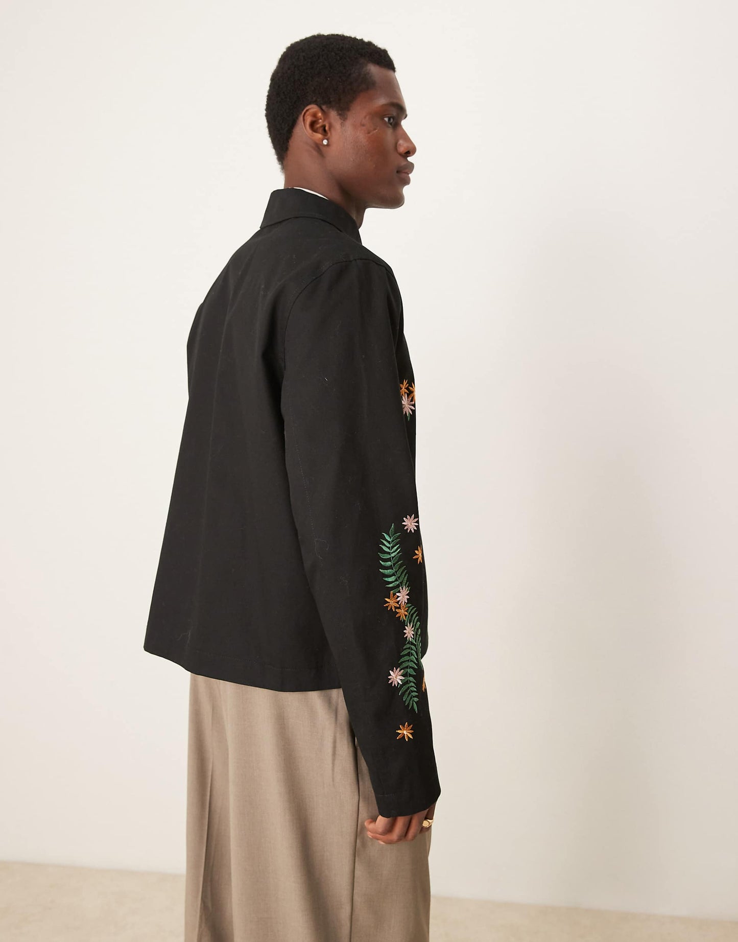 Oversized Harrington Jacket With Embroidery