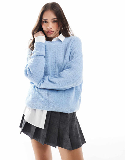 Pointelle Crew Neck Jumper