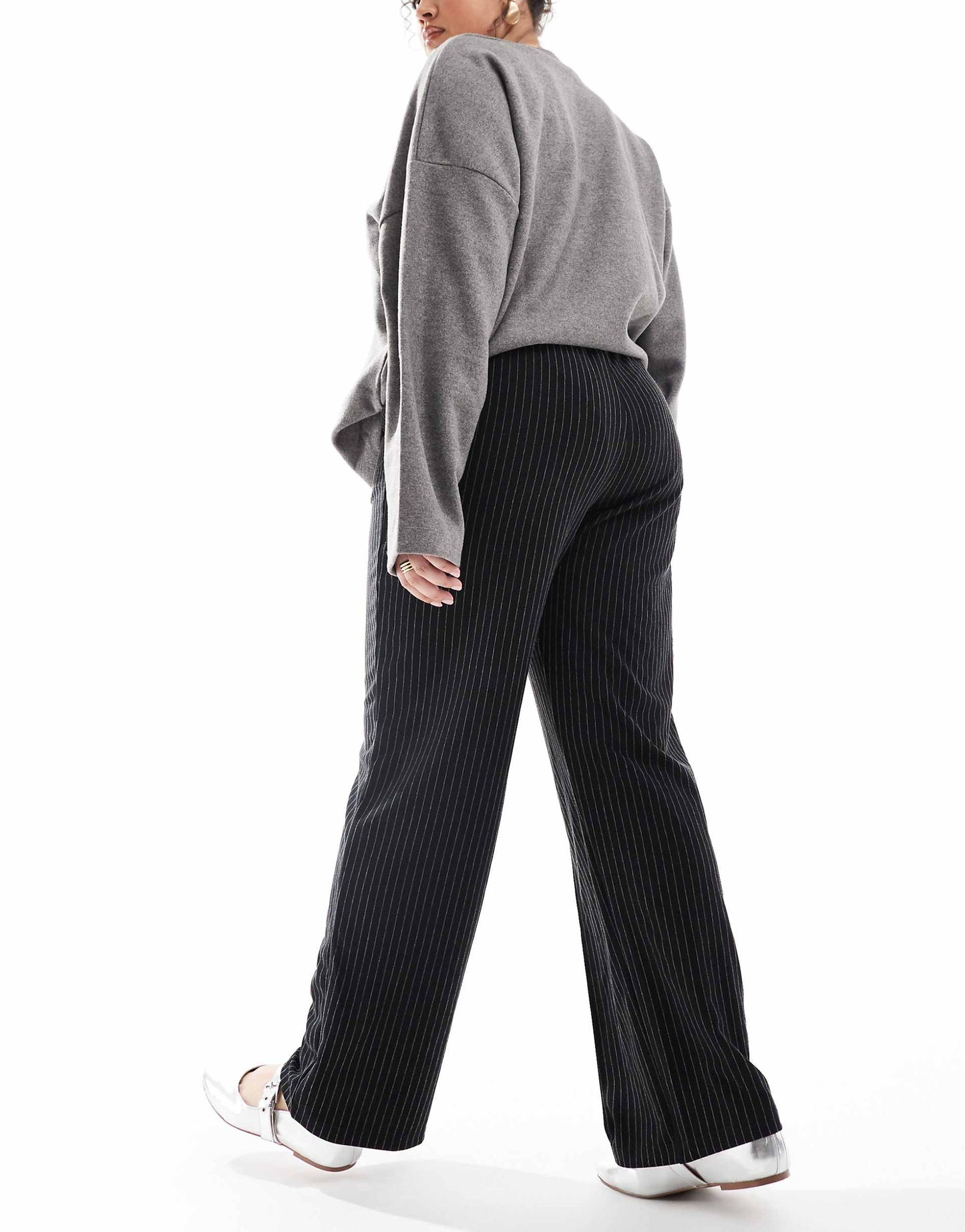 Curve Pinstripe Straight Leg Trousers