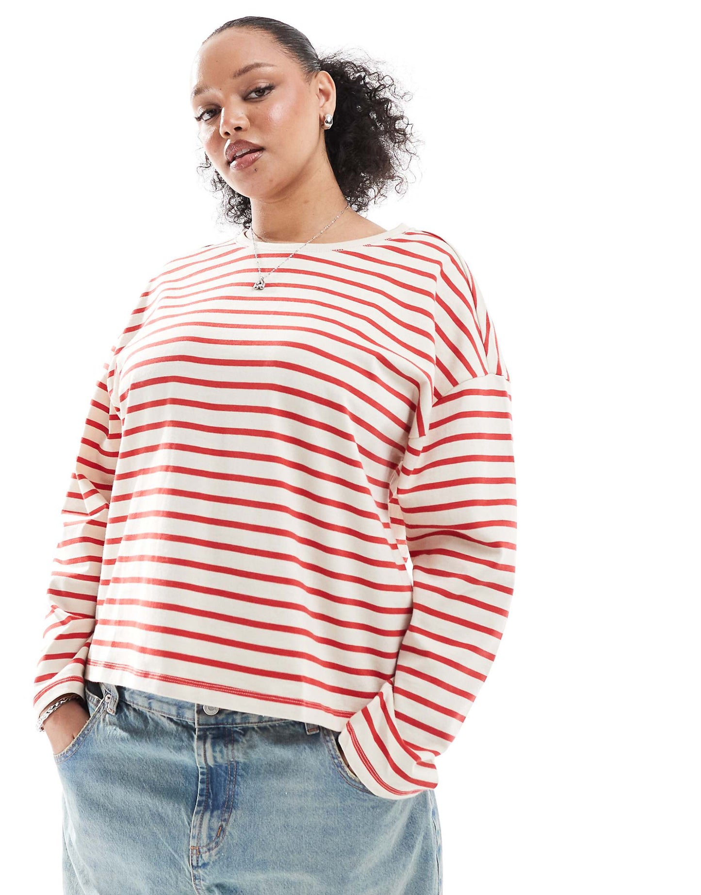 Curve Long Sleeve Stripe T-Shirt