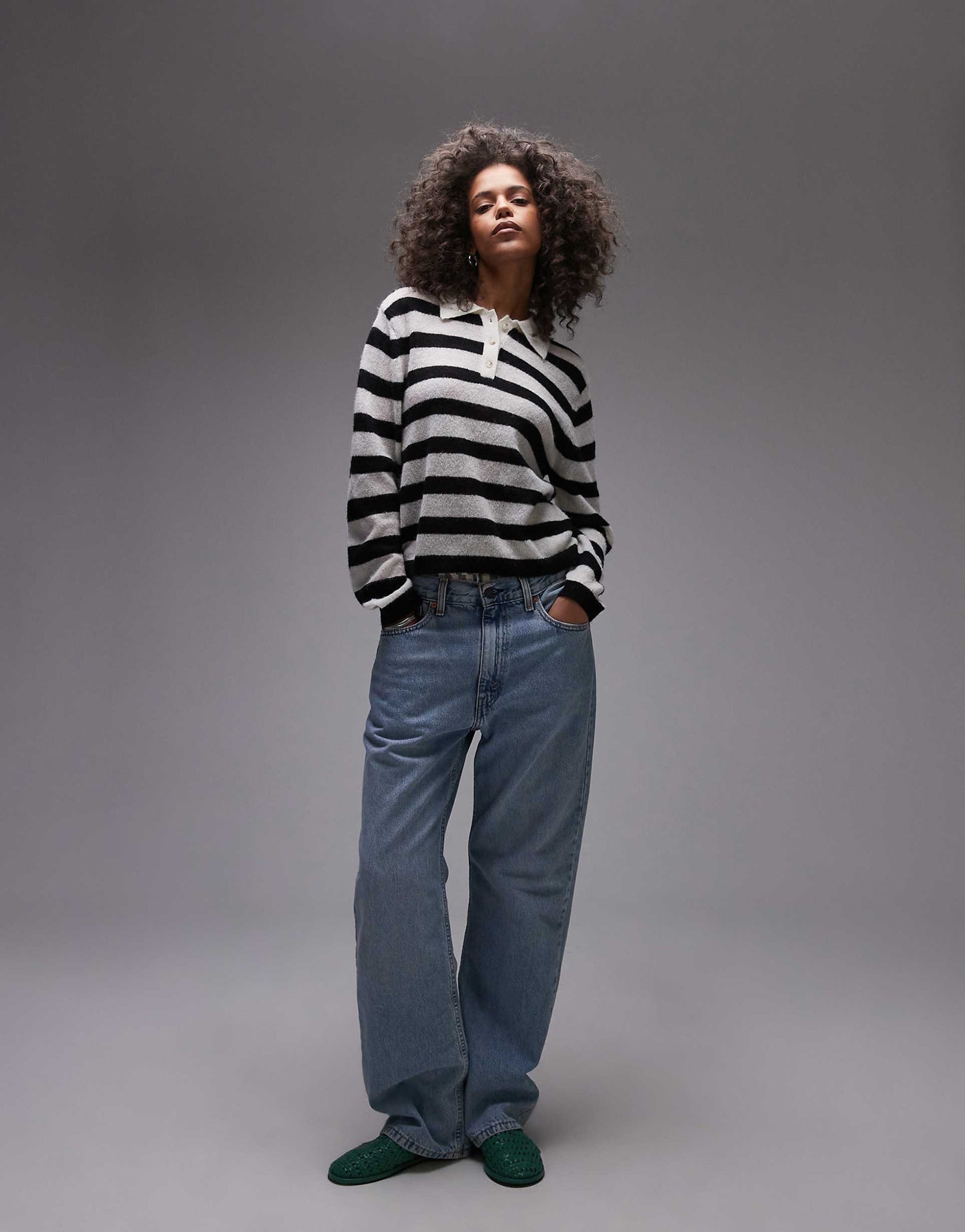 Knitted Light Weight Stripe Polo